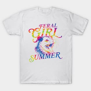 feral girl summer funny possum tie dye T-Shirt